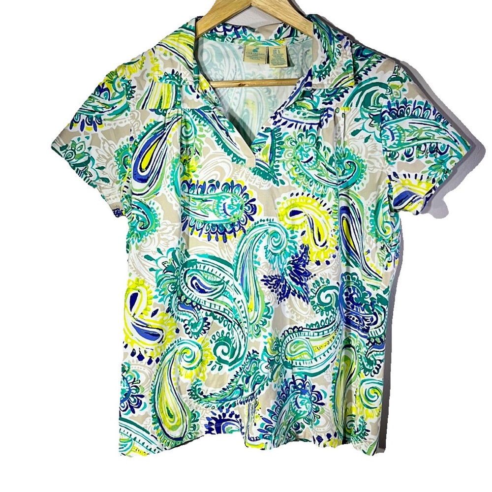 Carribean Joe Women’s Fun Summer Tropical Shirt Size Large Petite